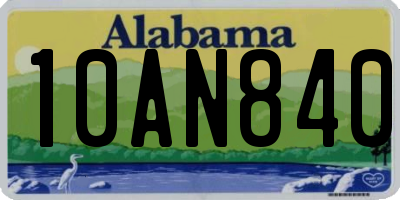 AL license plate 10AN840