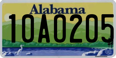 AL license plate 10AO205
