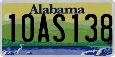AL license plate 10AS138