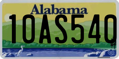AL license plate 10AS540