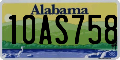 AL license plate 10AS758