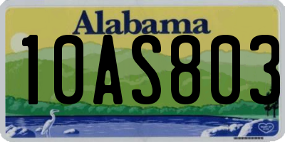 AL license plate 10AS803