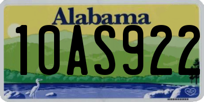 AL license plate 10AS922