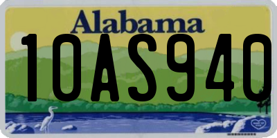 AL license plate 10AS940