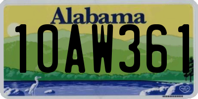 AL license plate 10AW361