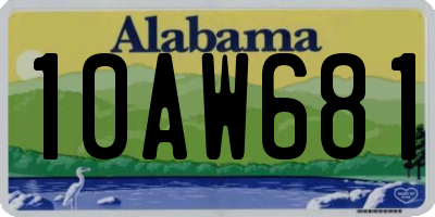 AL license plate 10AW681