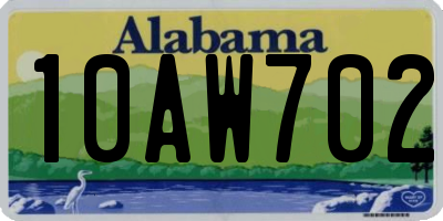 AL license plate 10AW702