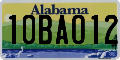 AL license plate 10BA012