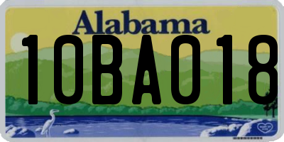 AL license plate 10BA018