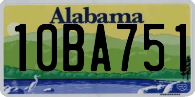 AL license plate 10BA751