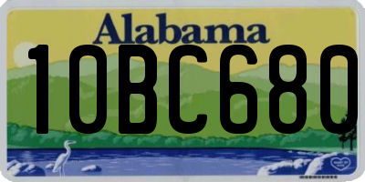 AL license plate 10BC680