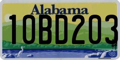 AL license plate 10BD203