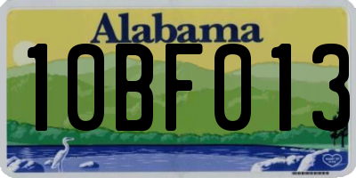 AL license plate 10BF013