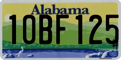 AL license plate 10BF125