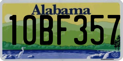 AL license plate 10BF357