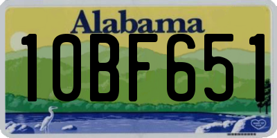 AL license plate 10BF651