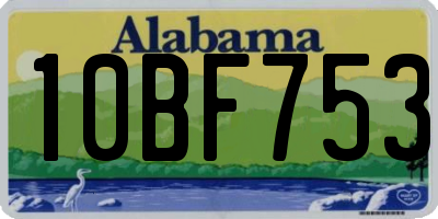 AL license plate 10BF753