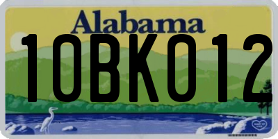 AL license plate 10BK012