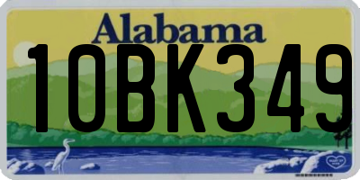 AL license plate 10BK349