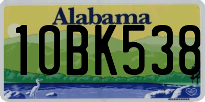 AL license plate 10BK538