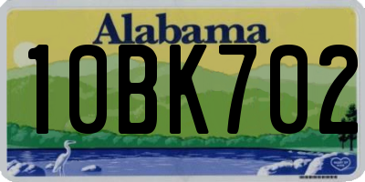 AL license plate 10BK702