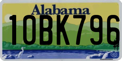 AL license plate 10BK796