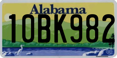 AL license plate 10BK982