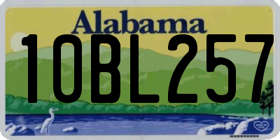 AL license plate 10BL257