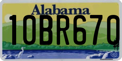 AL license plate 10BR670