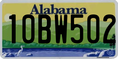 AL license plate 10BW502