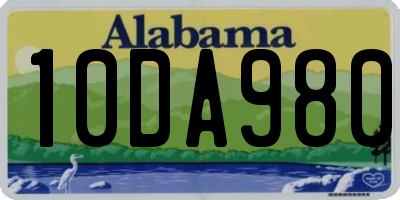 AL license plate 10DA980