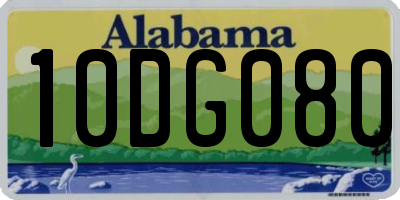 AL license plate 10DG080