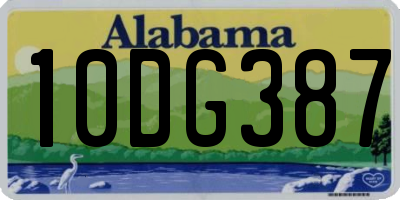 AL license plate 10DG387