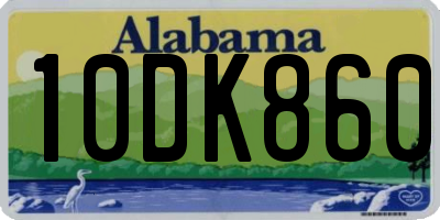AL license plate 10DK860
