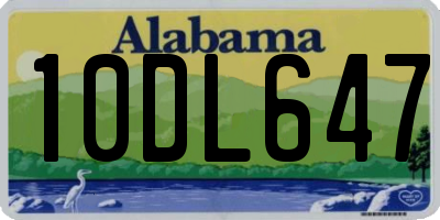 AL license plate 10DL647