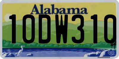 AL license plate 10DW310