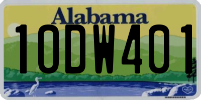 AL license plate 10DW401