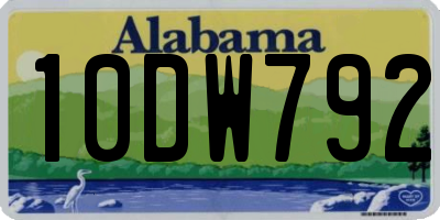 AL license plate 10DW792