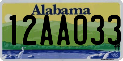 AL license plate 12AA033