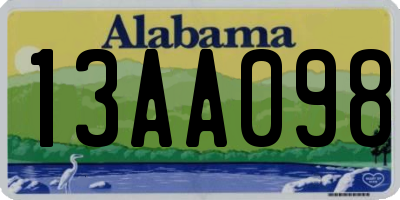AL license plate 13AA098