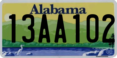 AL license plate 13AA102