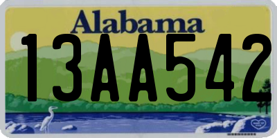 AL license plate 13AA542
