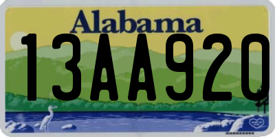 AL license plate 13AA920