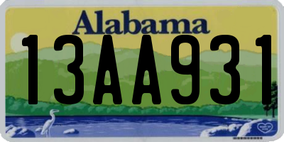AL license plate 13AA931
