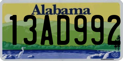 AL license plate 13AD992