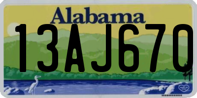 AL license plate 13AJ670