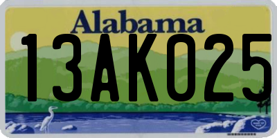 AL license plate 13AK025