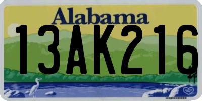 AL license plate 13AK216