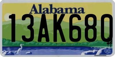 AL license plate 13AK680