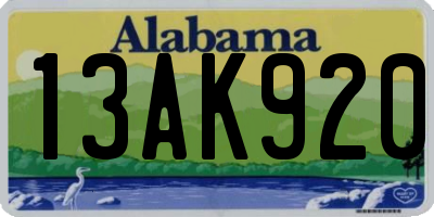 AL license plate 13AK920